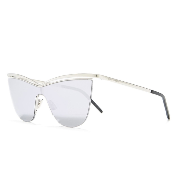 SAINT LAURENT * Women's Silver 60mm Cat Eye Sunglasses, NWT - Picture 3 of 11